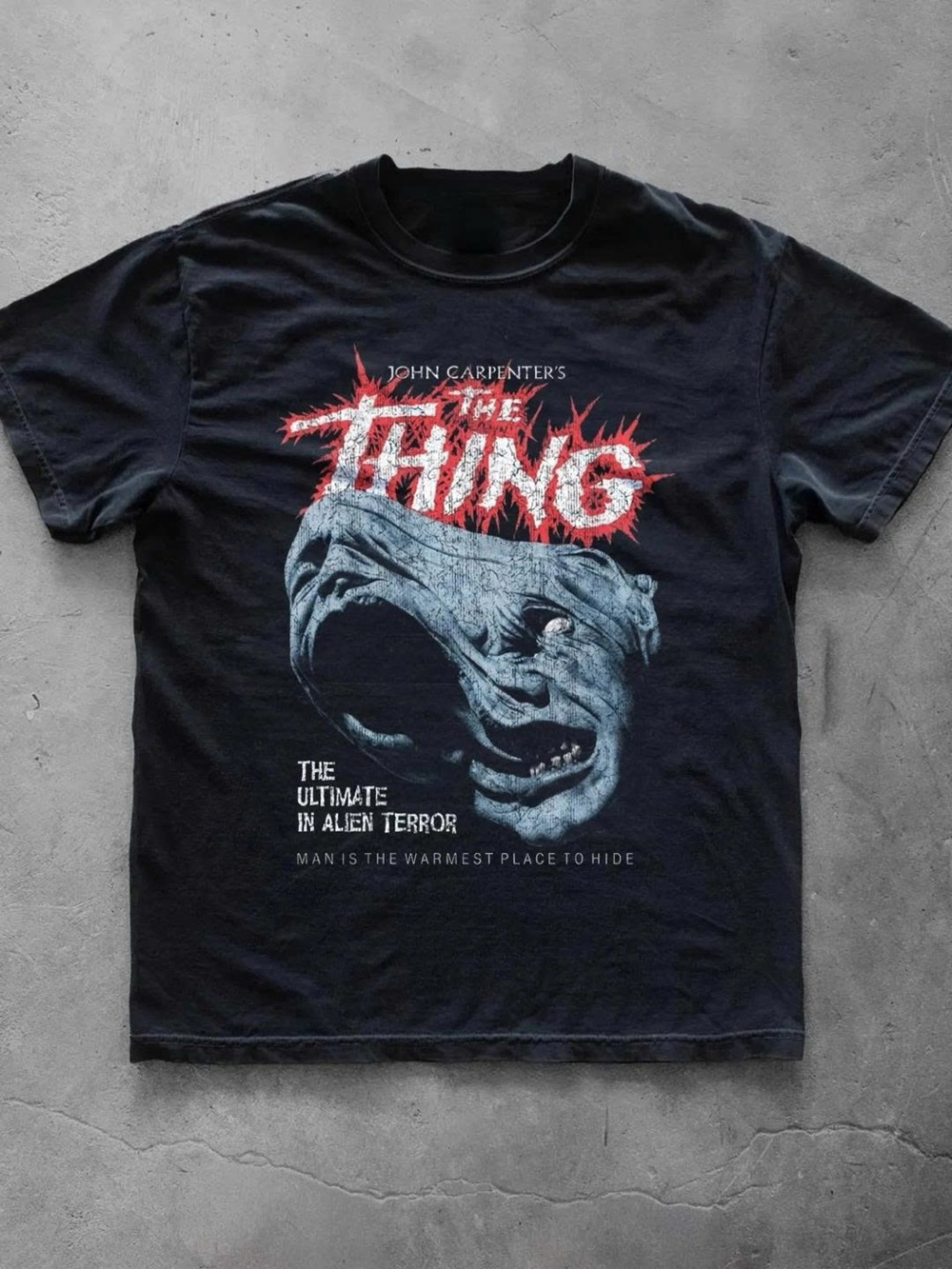 John Carpenter's The Thing Black Graphic Tee - Horror Reptile Theme